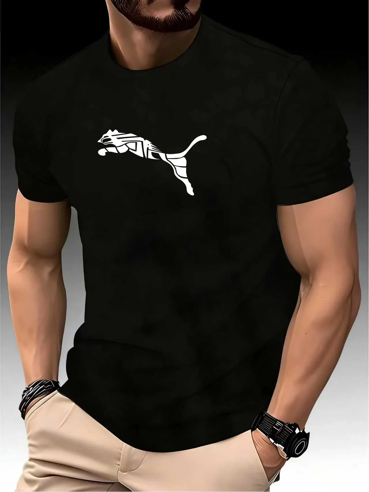 Fashion New 3D Printed T Shirts for Men Summer Casual Round Neck Tops Classic Solid Color T-shirts