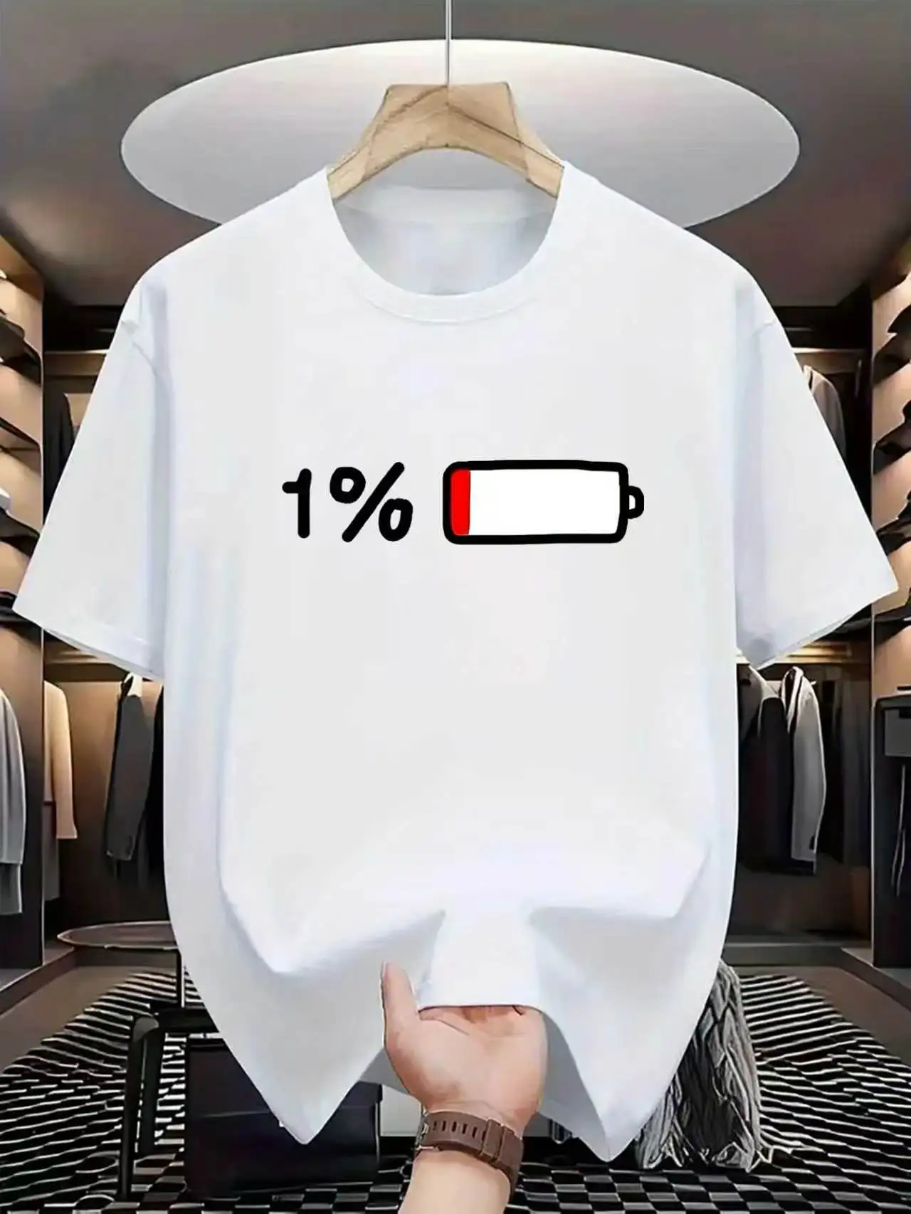 Men's new comfortable and breathable round neck T-shirt with Parisian letter print pattern outdoor casual top